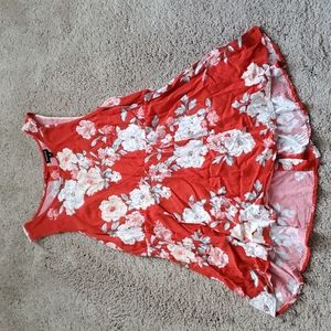 TORRID BLOOD ORANGE FLORAL CHALLIS BABYDOLL TANK, size 0, L, 12